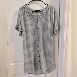 Navy blue and white stripped boho dress, sanctuary, size XS.